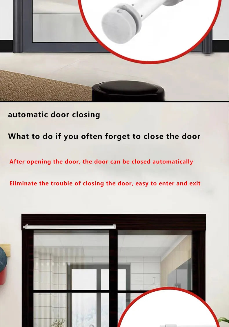 Sliding Door Buffer Automatic Door Closer Aluminum Alloy Wooden Door Screen Window Door Pneumatic Household Door Closer 80kg