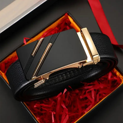 Men belt Leather Belt Metal Alloy Automatic Buckle Brand Luxury Design Waist Belts for Men Strap Male