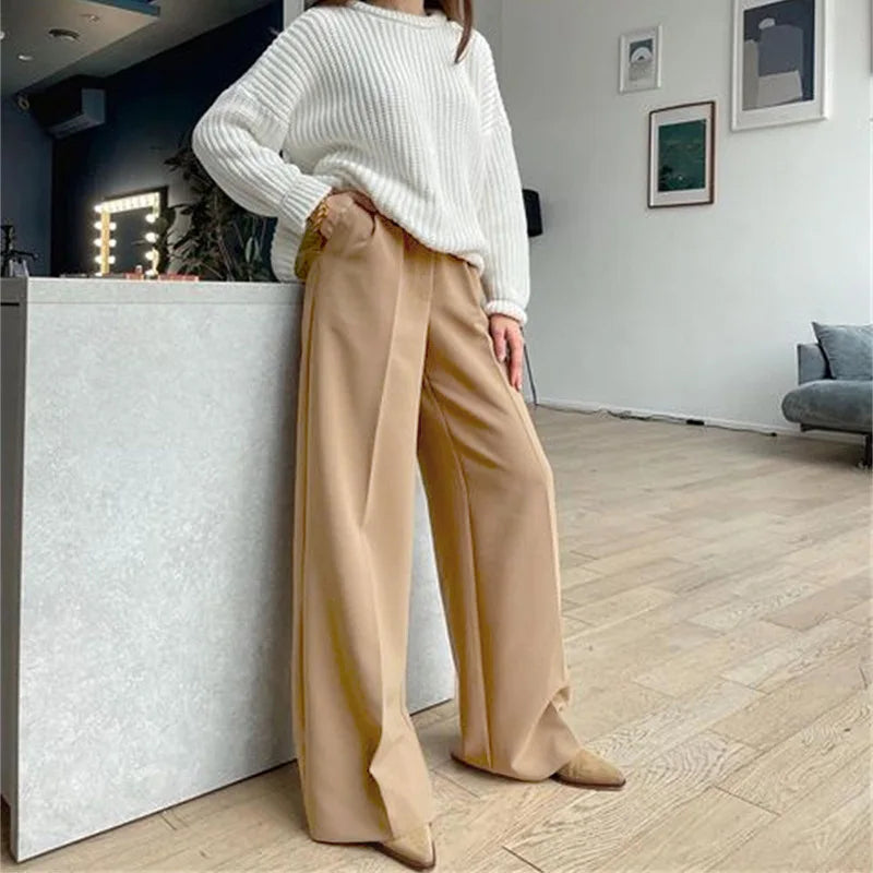 2025 New Women High Waist Casual Wide Leg Pants Long Palazzo Pants Trousers