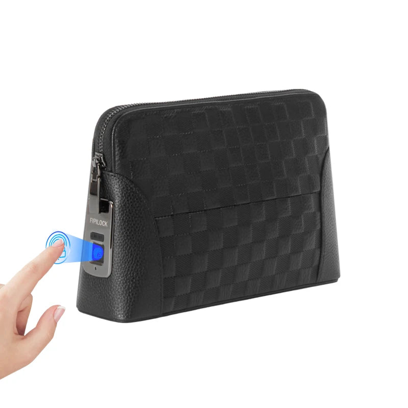 Man`s Fingerprint Lock Handbag Security Lady`s Wallet  Anti-Theft Clutch Bag
