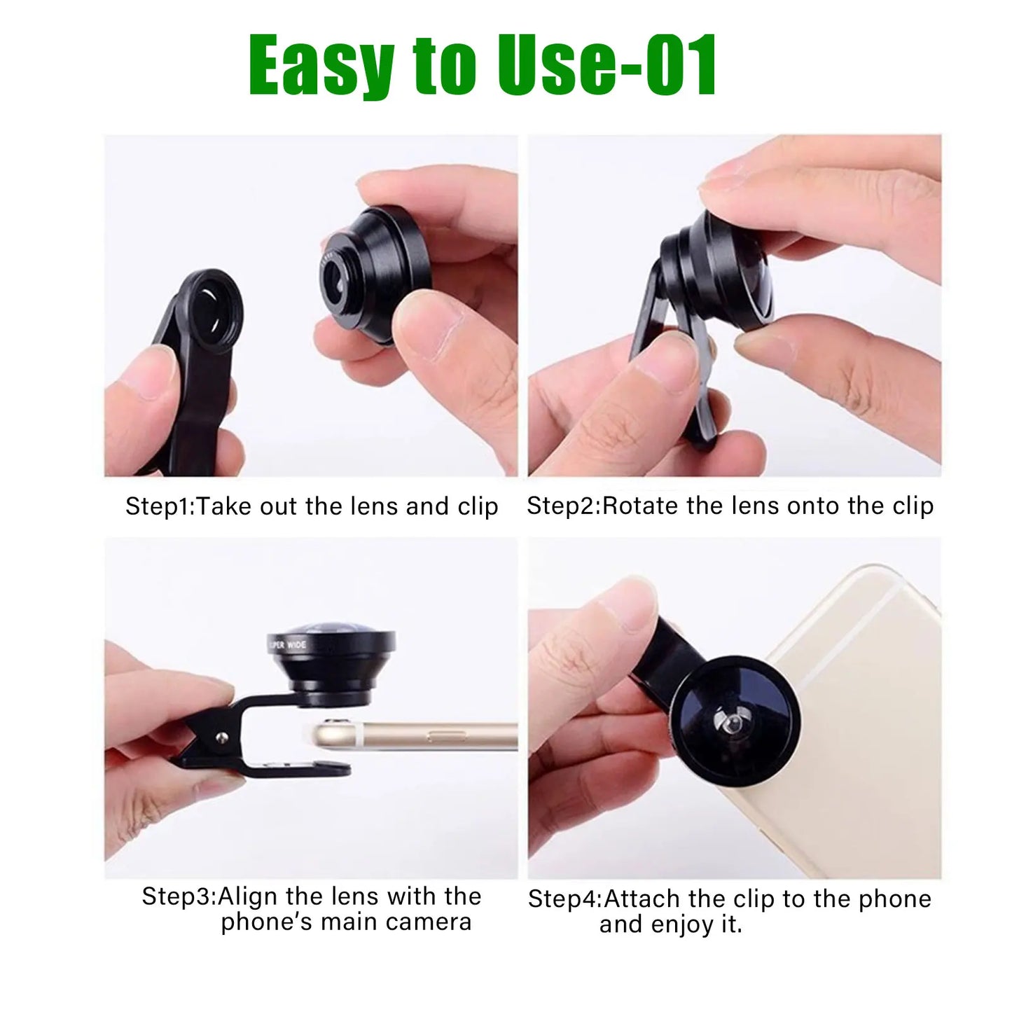 Phone Camera Lens 2 in 1 Clip-on Kit 37mm 0.45X 49UV Super Wide Angle Macro Phone Camera Lens for iPhone 15 14 13 12 11 Android