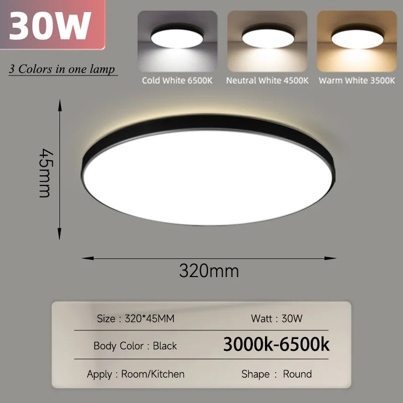 Smart Led Ceiling Light with Remote Control 3 Colors Dimmable Ceiling Lights Ultrathin Panel Lamps Bedroom Kitchen Ceiling Lamp
