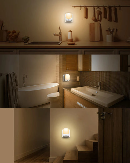 Smart LED Night Light with Sensor, Adjustable Brightness, Suitable for Bedroom, Bathroom, Corridor, Staircase, Kitchen - Plug-in