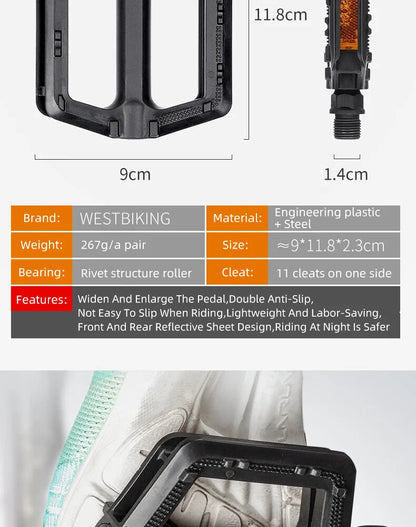 Bicycle Pedals Ultralight MTB Road Pedal Cycling Mountain Bike Accessories Foot Plat Anti-slip 9''16 Standard Universally Pedals