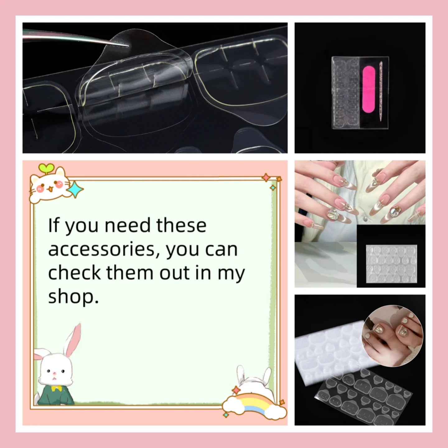 24Pcs Rainbow nail art multi-color fake nail French tip  long almond press on nail