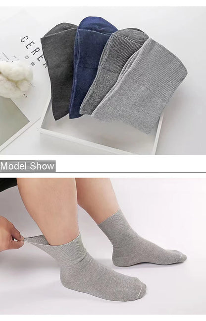 10PCS=5Pairs Loose Mouth Socks Diabetic Prevent Varicose Veins Cotton Comfortable Older Hypertensive Patients Fat Man Socks Gift