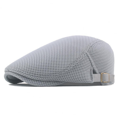 Hollow Breathable Mesh Men Beret Hat Adjustable Buckle Summer Autumn Sunscreen Men Cap Sport