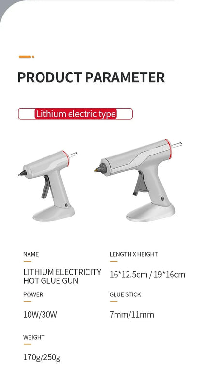 Mini Cordless Hot Melt Glue Gun, High Temperature Electric Repair Tool, DIY Power Tools, Plug-in Household, 10W, 80W, 7mm, 11mm