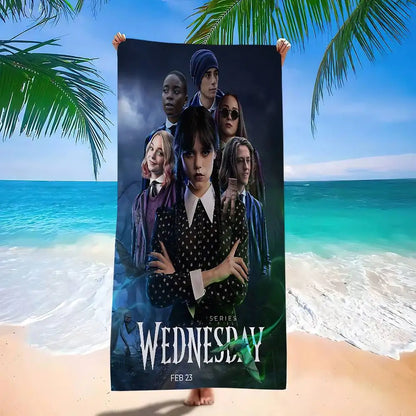 W-WednesdayS Addams Movie Cartoon Beach Towel Cute Kawaii Room Decor Bath Girls Children Hand Towels For Bathroom Shower