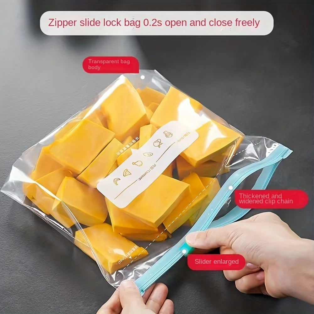 Leak proof freezer bag with zipper lock - reusable, fresh-keeping and sealed food storage bag, suitable for kitchen organization