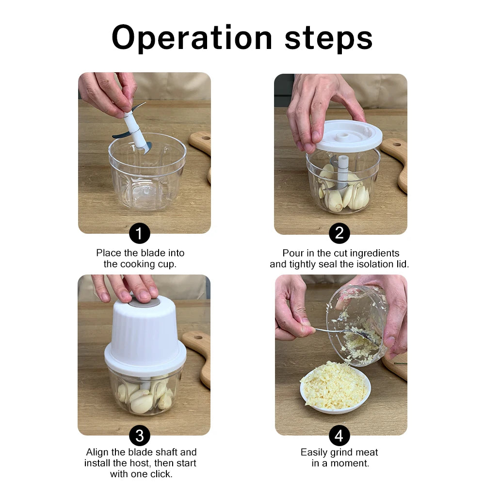 DEEWAZ 250ml/400ml Electric Garlic Masher Mini Chopper Multi Function Meat Grinder Masher Machine Vegetable Chopper Usb Charging