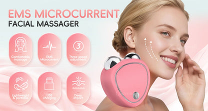 Microcurrent EMS Face Lifting Roller Facial Massager Skin Tightening Rejuvenation Anti-Wrinkle Rechargeable Device Beauty Tool