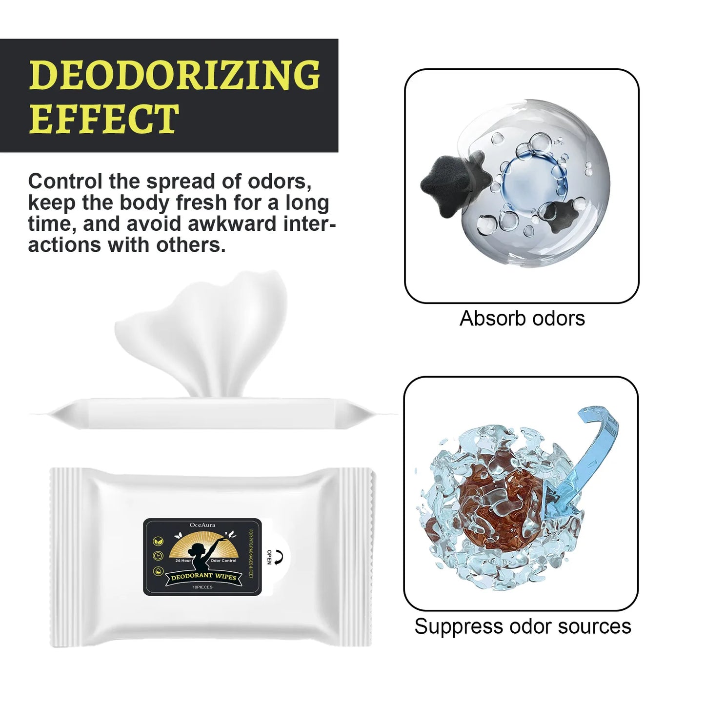 Body Odor Eliminator Effective Remove Bad Armpit Smell Fitness Sports Sweat Cleaning Wipes For Underarm Refreshing Care Product