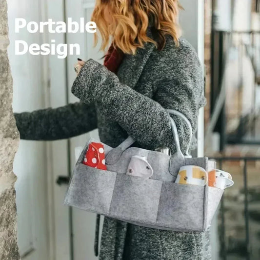 Baby Diaper Bag Felt Diapers Storing Baby Products Nursery Supplies Storage Bag Foldable and Portable Essential Mother's Handbag