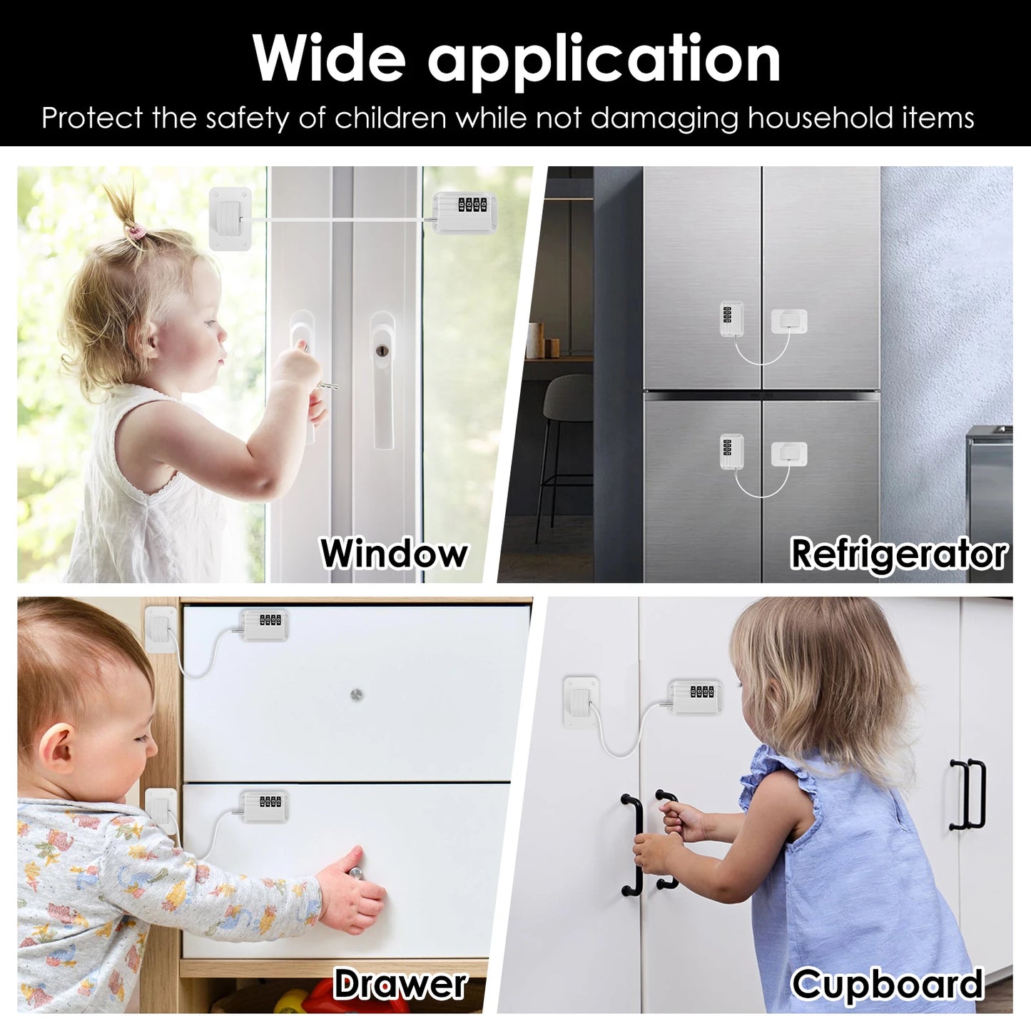 2Pcs Refrigerator Door Lock Child Proofing Fridge Lock With Keys or Coded Lock Resettable Combination Lock for Cabinet Drawer