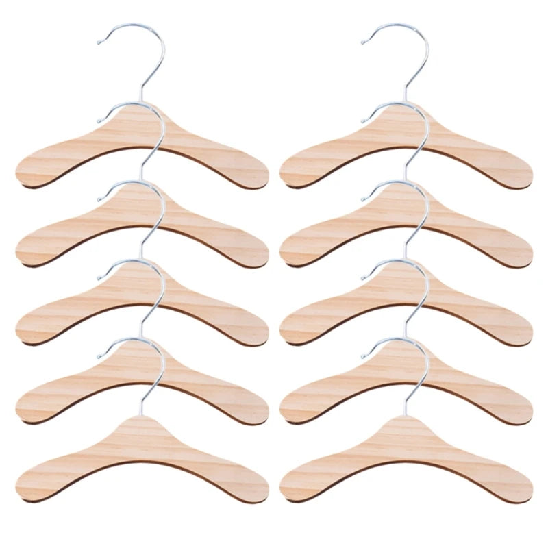 10 Pieces Wooden Pet Apparel Hangers Wooden Portable Clothes Hanger Durable Gift