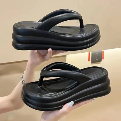 Thick Bottom Flip-flops Summer Fashion Women Slippers Soft Bottom Increase Anti-slip Anti-odor Beach Slippers Zapatos De Mujer