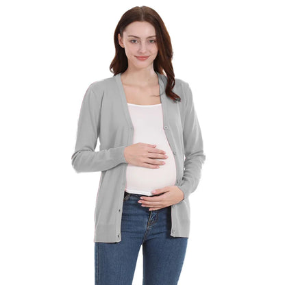 Maternity Cardigan Long Sleeve Spring Autumn Stretch Breastfeeding Clothes for Postpartum Women Nursing Coat Tops