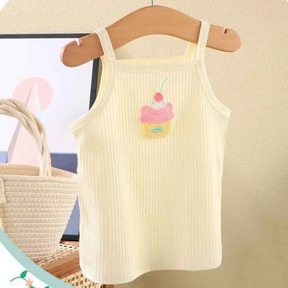 Baby Girls T-shirts for Kids Summer Sleeveless Knitted Tops Vest Outfits Girls Cute Halter Tops Tees Children Clothing 1-12 Year