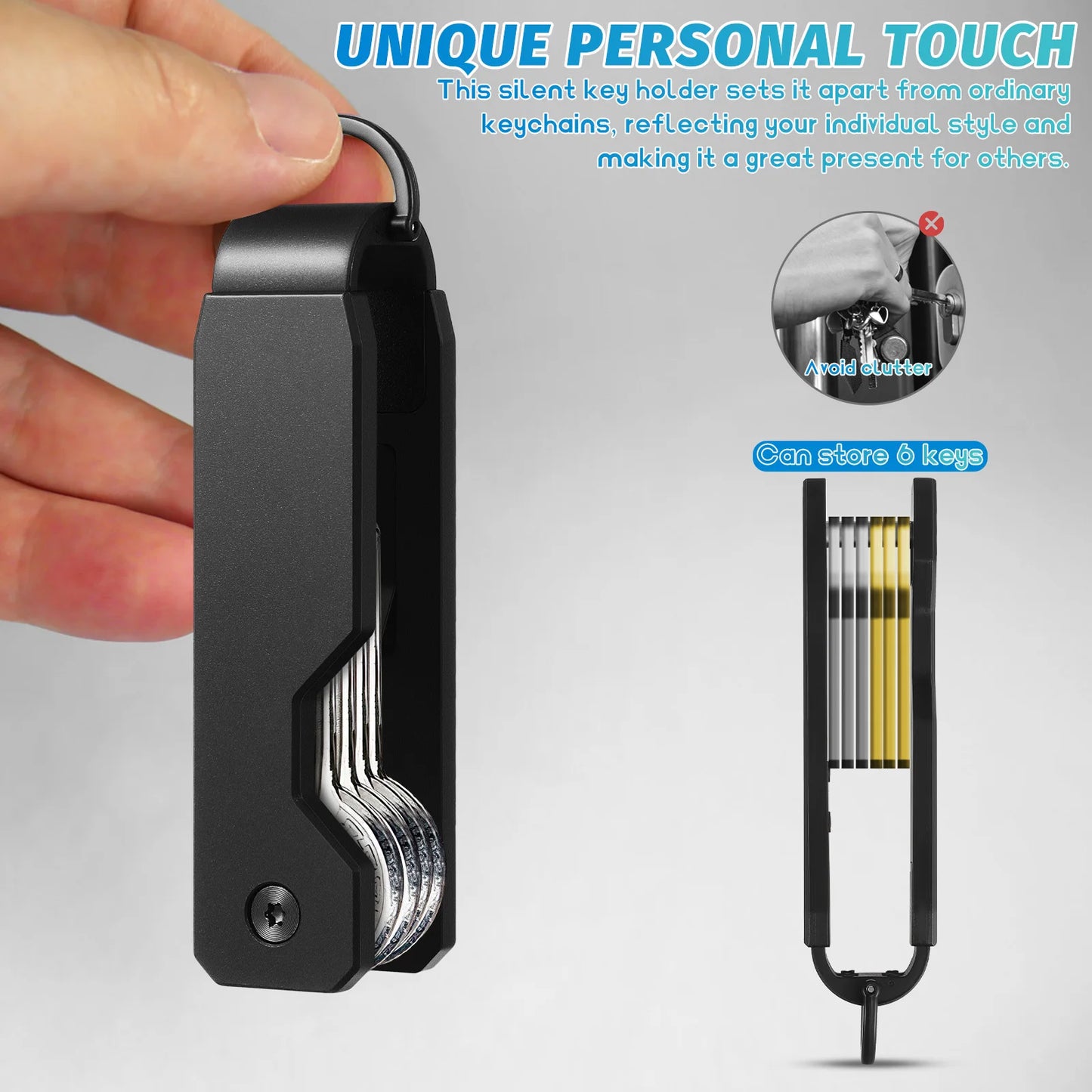 Compact Key Organizer Men Keychain Metal Key Holder Silent Key Organizer Pocket Key Chain Smart Keychain Metallic Key Holder