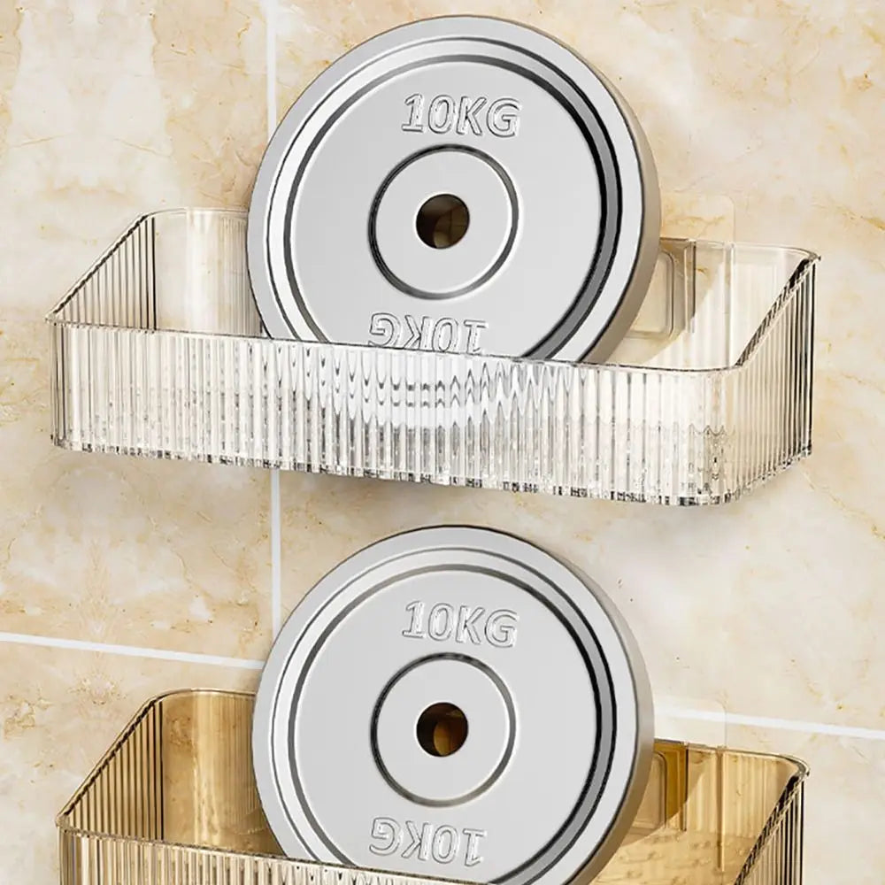 1Pcs Toilet Accessories Bathroom Shelves Corner Wall Mounted Kitchen Storage Holder Plastic No Hole Required