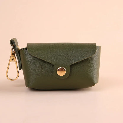 Portable Dog Waste Bag Dispenser With Leather Clip - Durable Polyester