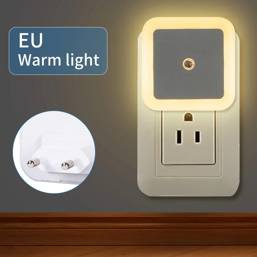 Smart Light Sensor LED Night Light 110-240V US EU Plug in Wall Lamp for Bedroom Kitchen Bathroom Hallway Stairs Lighting