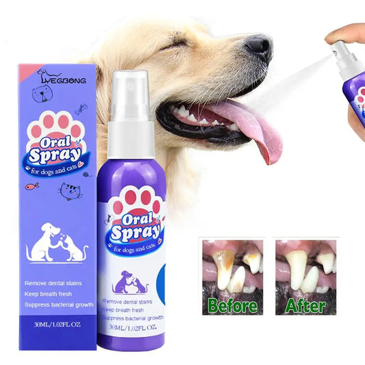 30ml Pet Oral Spray Dogs Teeth Cleaning Spray Dog Breath Remover Pet Supply Pet Care Plaque Deodorant Freshener Pet H5M7