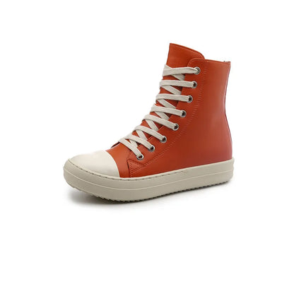 Owens women's sports shoes, men's sports shoes, 2025 spring and autumn lace-up flat casual shoes thick sole high top sports shoe