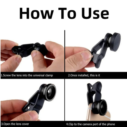 3 in 1 Fisheye Phone Lens Wide Angle Zoom Lens Fish Eye Macro Lenses Camera Kits With Clip Lens On The Phone For All Smart Phone