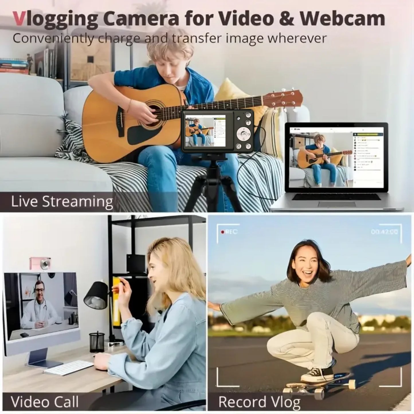 Digital Camera 1080p HD Video Taking Photos Portable selfie 2s/5s/10s Fine JPEG for Photography Beginners Teens Birthday Gifts