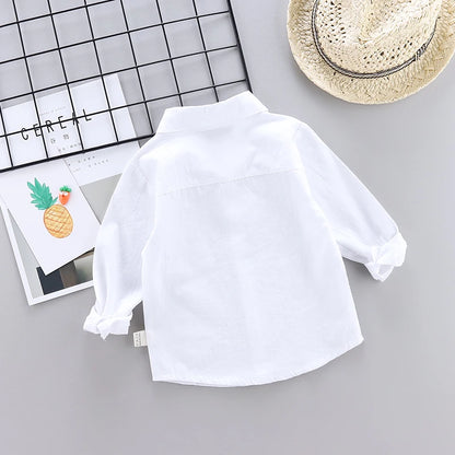 New Children SOLID WHITE Boys/girls Shirts Kids Tops Boys/girls Long Sleeve Baby Wedding Clothing Baby Top Tee Shirts 0-4 Years