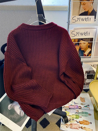 Syiwidii Oversized Sweaters for Women Knit Pullover Spring Autumn Winter Long Sleeve Causal Fashion Elegant Ladies Loose Jumpers