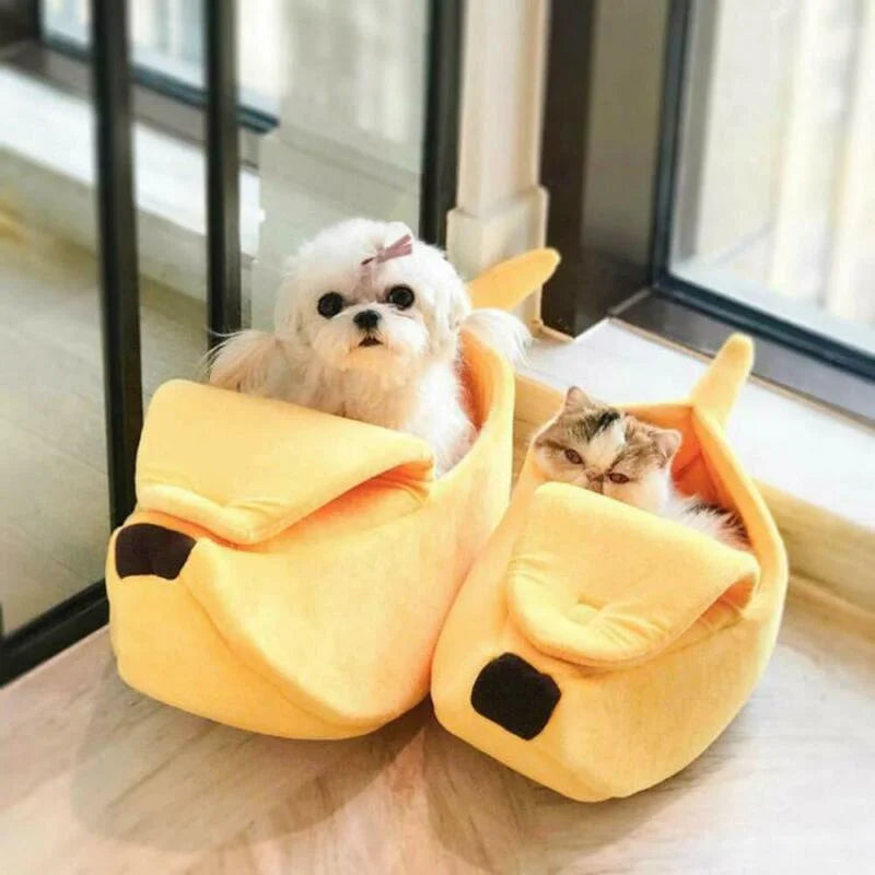 Cute Cats Beds Deep Sleep Comfort In Winter Bed Banana Shape for Cat's House Products Pets Creative Indoor Small Cat Dog Beds