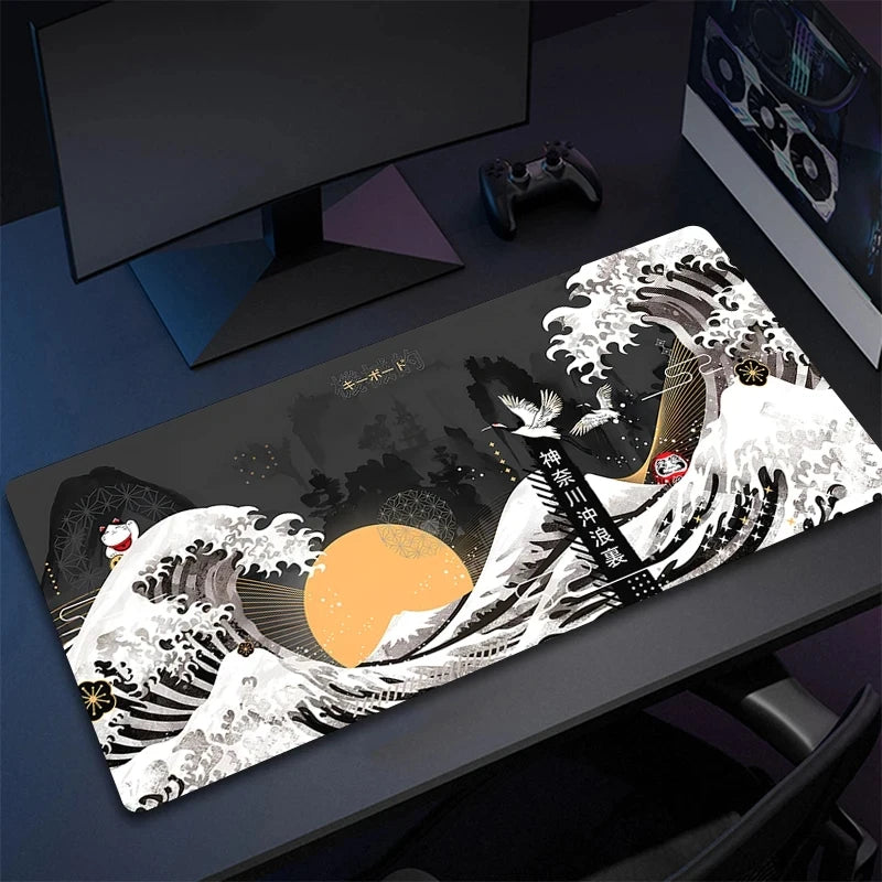 Mousepad Japan Art Great Waves Rubber Mouse Pad Lock Edge Playmat Non-Slip Office Computer Mice Pads Table Gaming Accessories