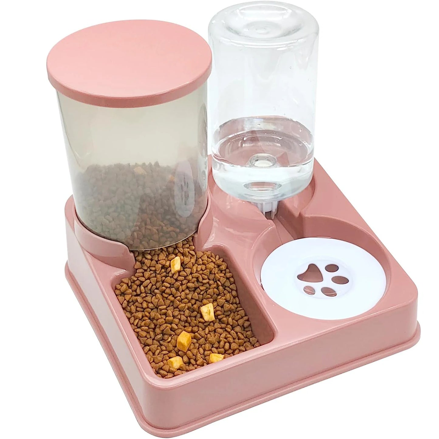 Automatic Pet Feeder Water Dispenser Set 2 In 1 Tilted Automatic Pet Food And Water Feeder Gravity Food Feeder and Waterer
