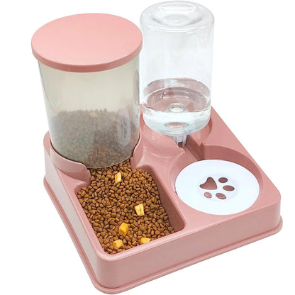 Automatic Pet Feeder Water Dispenser Set 2 In 1 Tilted Automatic Pet Food And Water Feeder Gravity Food Feeder and Waterer