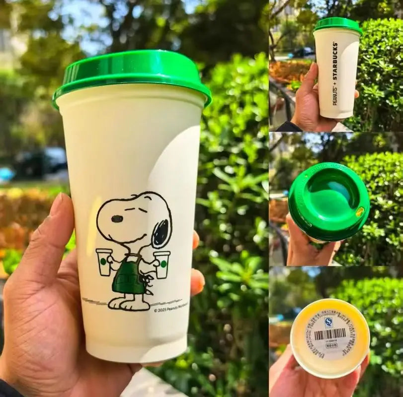 2025 New Snoopy Joint Cup Plastic Straw Cup High Value Cup Summer Casual Pp Coffee Imitation Cups Girl'S Birthday Present