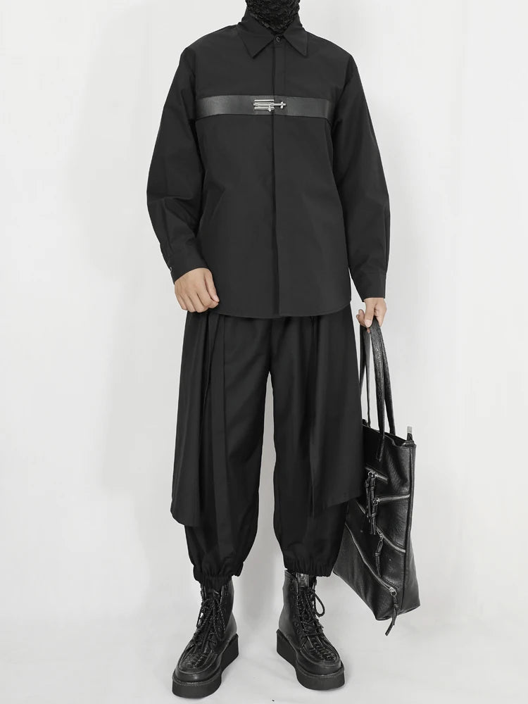 Men's shirt original 2023 new niche design feeling young men's fashion leisure loose black long sleeve shirt in the autumn