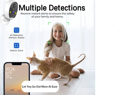 Home Battery IP Cameras Outdoor 5MP Wireless WiFi Security Human Detection Alarm Video Recording Surveillance Camera IPC360 Home