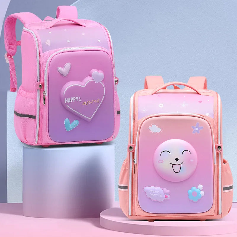 primary school bags for girls cute cartoon love heart pink school backpack student bookbag elementary school kids backpack