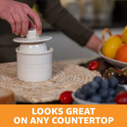 French Butter Crock For Counter With Butter Knife On Demand Spreadable Butter Ceramic Bell Style Butter Jar Butter Dish with Lid