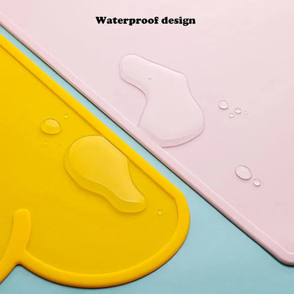 Silicone Dog Cat Bowl Mat with High Lips Non-Stick Waterproof Food Feeding Pad Puppy Feeder Tray Water Cushion Placemat