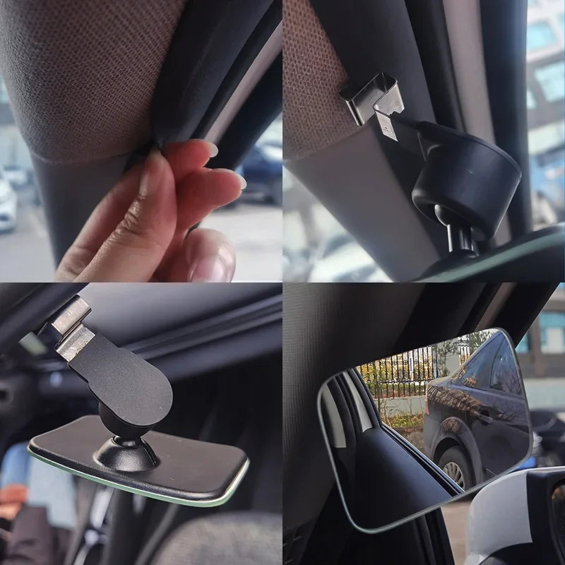 Car Auxiliary Blind Spot Mirror Interior  Convex Rearview Mirror 360 Degree Wide Angle Adjustable Parking Rimless Mirrors