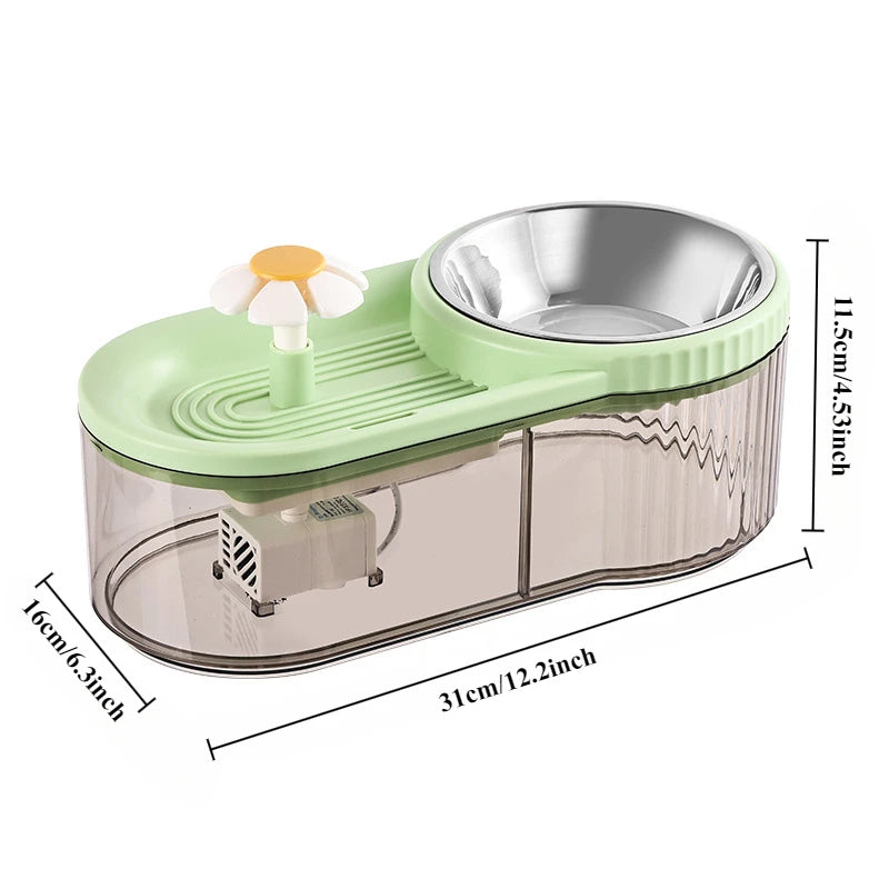 Automatic Cat Feeder Water Fountain With Large Capacity Flower Design Silent Pet Feeding System With Filter For Cats And Dogs