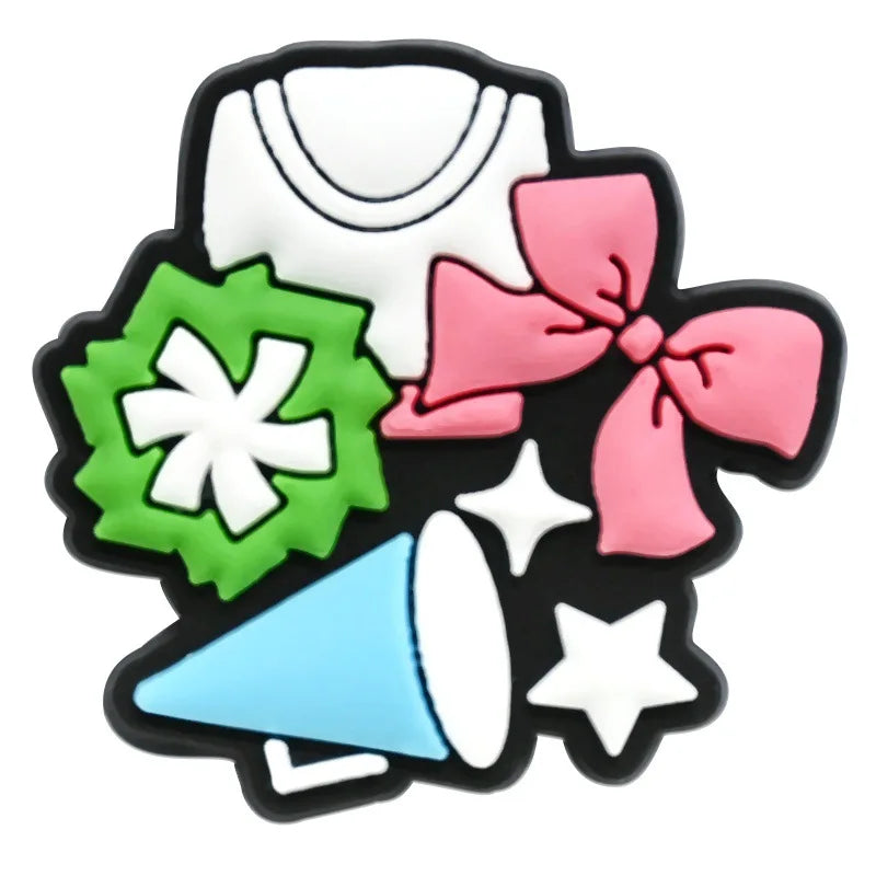 Cute Cheerleading Shoe Charms Decoration for Crocs Pin Accessories Charms Bracelet Wristband DIY Shoe Party Gifts