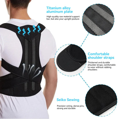 Back Brace Posture Corrector Belt for Women & Men Back Lumbar Support Adjustable Shoulder Posture Support for Improve Scoliosis