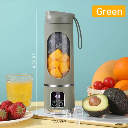 Portable Electric Juice Blender Cup 450ML 12-Blade Powerful Motor Juicing Cup Household Travel Rechargeable Juice Bottle