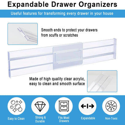 1/2/4/8PCS Drawer Dividers Organizers Adjustable Cabinet Storage Clothes Drawer Organizer Clear Drawers Separators Kitchen Tools