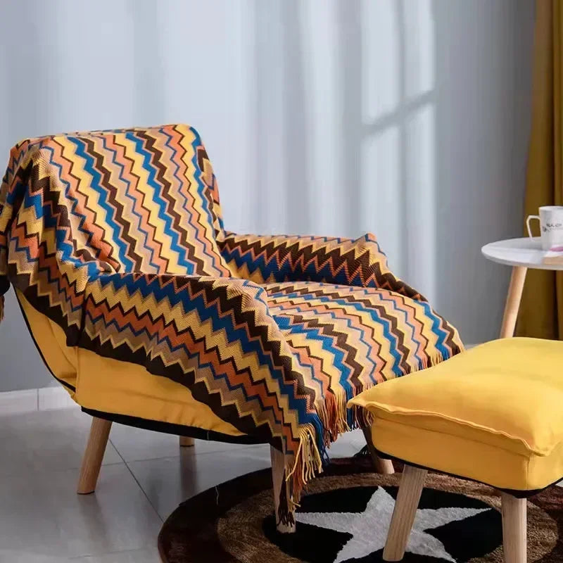 Knitted Blankets Bohemian Plaid Throw Blanket Sofa Cover With Tassels Travel Leisure Bed Cover Blanket boho Bedspread